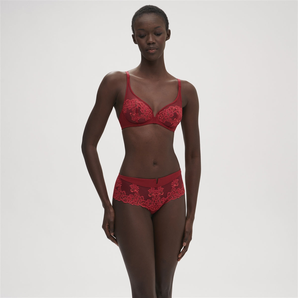 Simone Perele Saga Half Cup Bra - Lipstick Red - La Donna