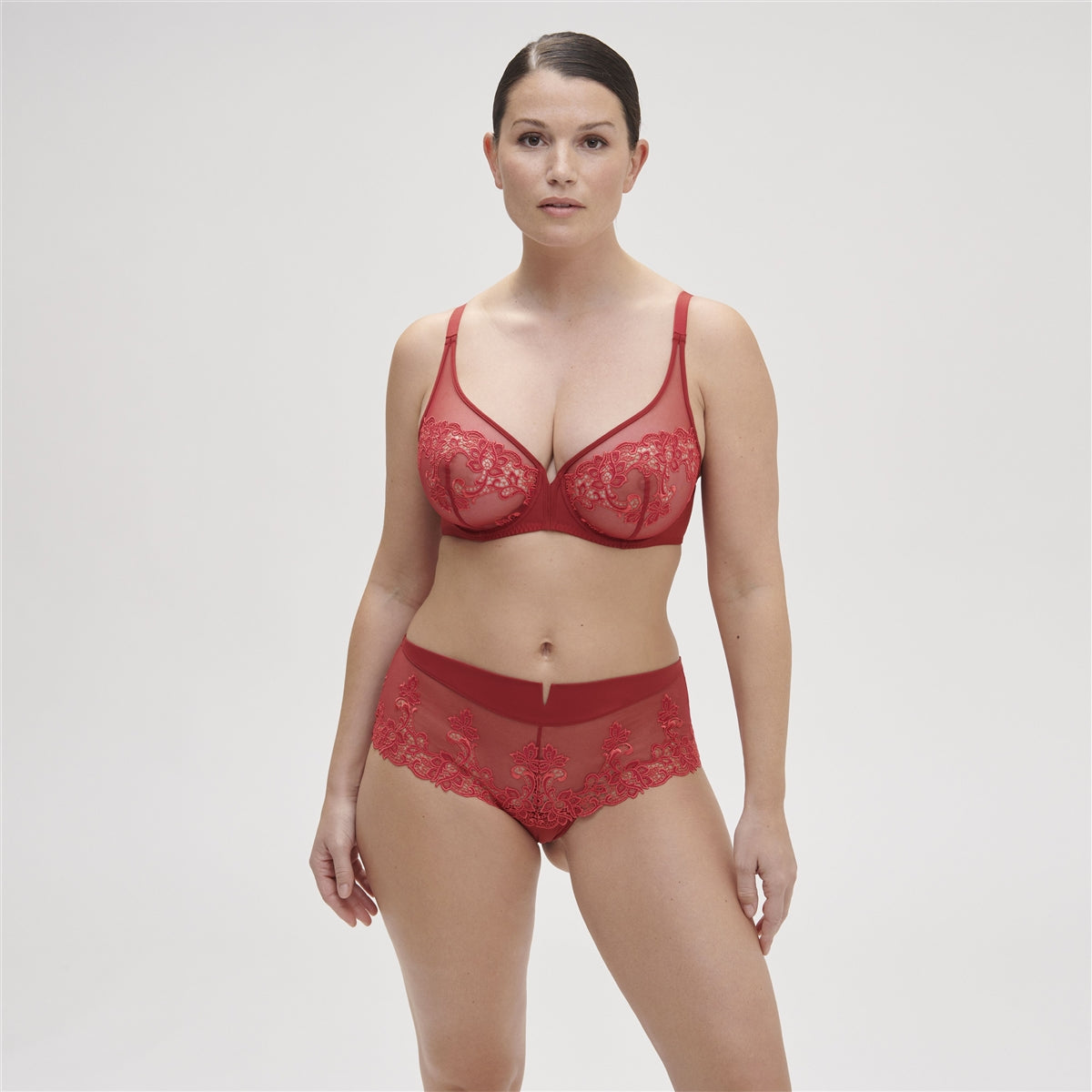 Simone Perele Saga Half Cup Bra - Lipstick Red - La Donna