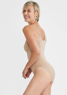 Yummie Bella Convertible V-Neck Shapewear Bodysuit - Almond - La Donna