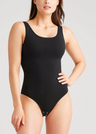 Yummie Ruby Cotton Shaping Thong Back Bodysuit - Black - La Donna