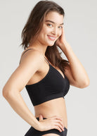 Yummie V-Neck Bralette with Removable Pads - Black - La Donna